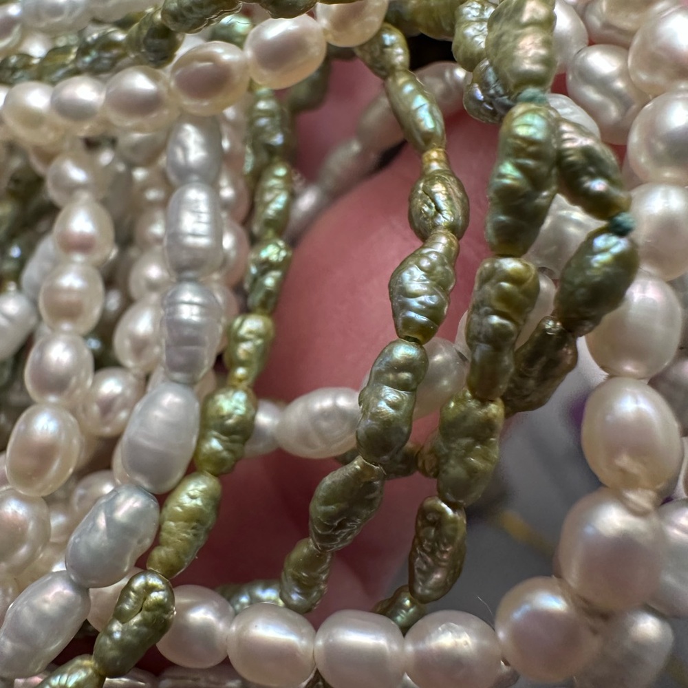 Three Stranded Fresh Water Rice Pearls - Picture 8 of 15